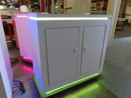 (4) Custom Counters with Programmable LED Accent Lights, Wireless Charging Pads, and Locking Storage with Shelves -- View 2